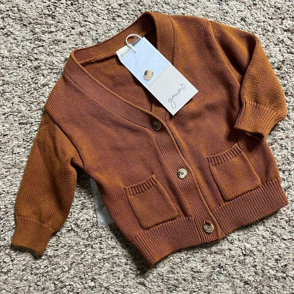 NWT Goumi Kids Sienna Knit Button Up Sweater SZ 0-6 mo Baby Cardigan Organic Cot